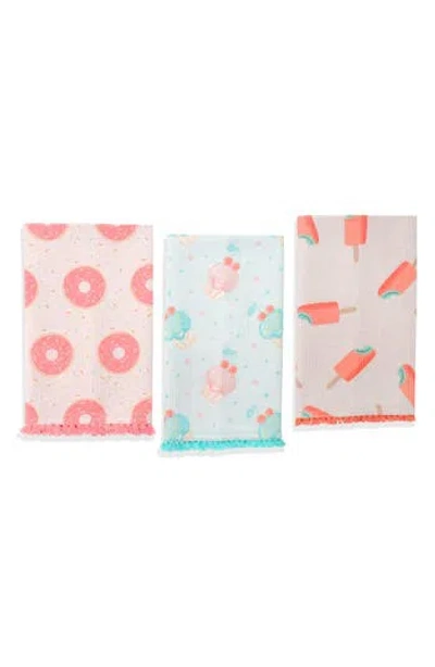 Tiramisu Sweet Tooth Set Of 3 Cotton Waffle Kitchen Towels In Multi