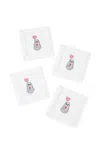 Tiramisu Sweetheart Spirt Embroidered Linen Cocktail Napkins In Multi