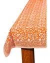 Tiramisu Tangerine Twirl Block Print Cotton Tablecloth In Orange