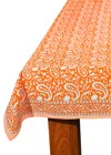 Tiramisu Tangerine Twirl Block Print Cotton Tablecloth