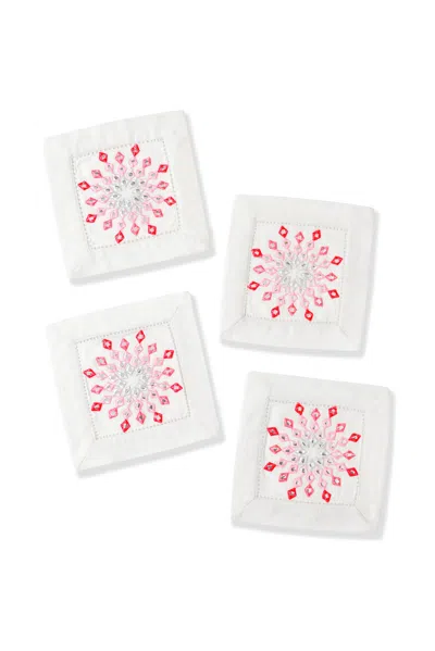 Tiramisu Set Of 4 The Aurora Mirrored Cocktail Napkins In White
