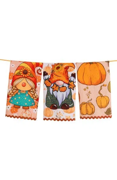 TIRAMISU TIRAMISU THE AUTUMN HARVEST GNOME SET OF 3 COTTON TEA TOWELS