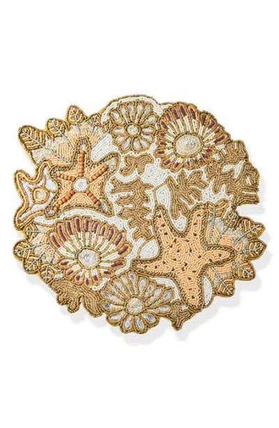 Tiramisu The Coral Reel Beaded Charger In Gold