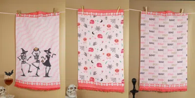 Tiramisu The Danse Macabre Halloween Kitchen Towel Set In Pink