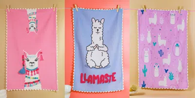 Tiramisu The "llamaste" Artisan Kitchen Tea Towel Set - Set Of 3 In Multi