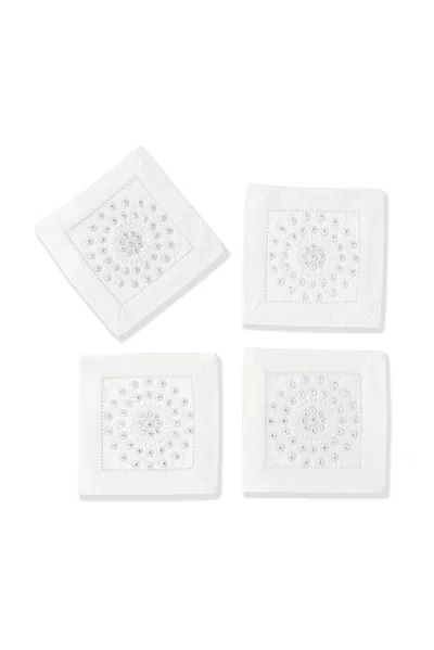 Tiramisu Set Of 4 The Luna Mirrored Cocktail Napkins In White