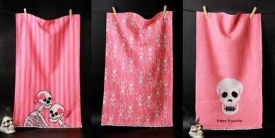 Tiramisu The "pink & Spooky" Artisan Kitchen Tea Towel Set - Set Of 3