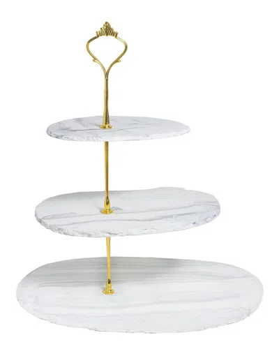 Tiramisu Three-tier Marble Resin Dessert Stand In Multi