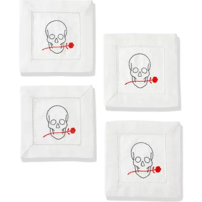 TIRAMISU TIRAMISU 'TIL DEATH DO US PART EMBROIDERED LINEN COCKTAIL NAPKINS