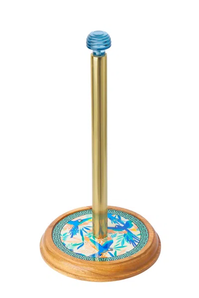 Tiramisu Tropical Aviary Enamel Paper Towel Holder In Gold