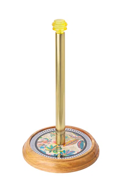 Tiramisu Tropical Bloom Enamel Paper Towel Holder In Multi