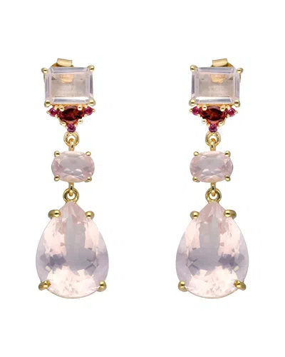 Tiramisu Gold Vermeil Over Silver Rose Quartz Post Earring In Pink