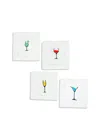 Tiramisu Set Of 4 Embroidered Linen Napkins In White