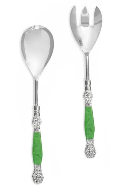 Tiramisu Vibrant Verde Stainless Steel Salad Servers In Green