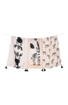 Tiramisu Whimsical Zebra Tassel Towel Set In Pink