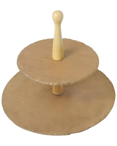 Tiramisu Wood & Resin 2-tier Dessert Server In Yellow