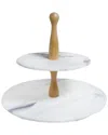 Tiramisu Wood & Resin Marble 2-tier Dessert Server In Multi