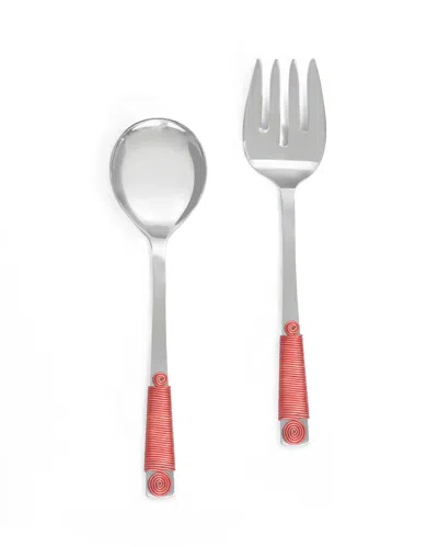 Tiramisu Wrapped In Red Salad Server Set In Pink