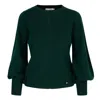Tirillm Women's "alison" Merino Wool Sweater With Puffed Sleeves - Dark Green In Green