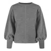 Tirillm Women's "alison" Merino Wool Sweater With Puffed Sleeves - Grey Melange In Grey