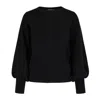 Tirillm Women's "alison" Merino Wool Sweater With Puffed Sleeves- Black In Black