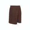 Tirillm Women's Anette Merino Wool Skirt With Wrap Front, Dark Brown Melange In Brown