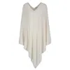 Tirillm Women's "anine" Big Cashmere Poncho- Off White In White
