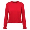 Tirillm Women's Aspen Merino Wool Sweater With Frills- Red In Red