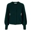 Tirillm Women's "ava" Cashmere Cardigan With Puffed Sleeves - Forest Green In Green