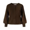 Tirillm Women's "ava" Merino Wool Cardigan With Balloon Sleeves - Army Green In Green