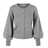 Tirillm Women's "ava" Merino Wool Cardigan With Balloon Sleeves- Black - Grey Melange In Grey