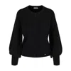 Tirillm Women's "ava" Merino Wool Cardigan With Balloon Sleeves- Black In Black