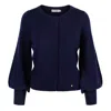 Tirillm Women's "ava" Merino Wool Cardigan With Balloon Sleeves -navy  Blue In Blue