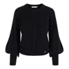 Tirillm Women's Black "ava" Cashmere Cardigan With Puffed Sleeves In Black