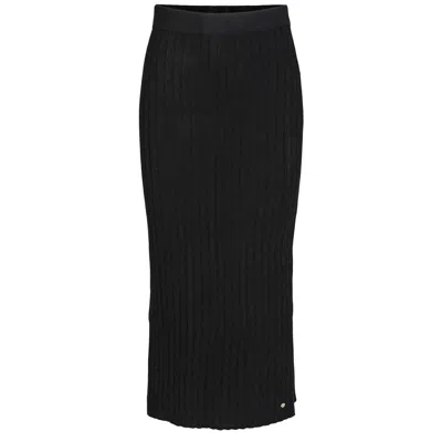 Tirillm Women's Black "philippa" Rib Knitted Cashmere Ancle Long Skirt