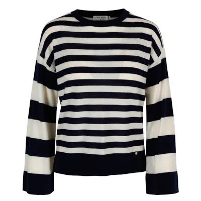 Tirillm Women's Blue Aurora Striped Pullover In Navy And Off White
