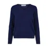 Tirillm Women's Blue Cilla V-neck Merino Wool Pullover, Navy In Blue