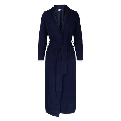 Tirillm Women's Camilla Cashmere Dressing Gown- Navy Blue