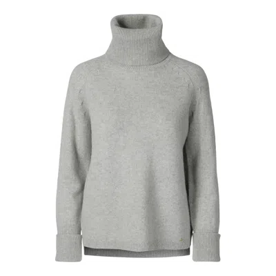 Tirillm Women's "cosy" Chunky Turtle Neck Pullover- Light Grey Melange