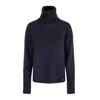 Tirillm Women's "cosy" Chunky Turtle Neck Pullover-  Navy Blue Melange In Blue