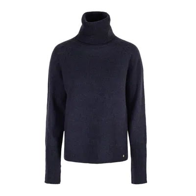 Tirillm Women's "cosy" Chunky Turtle Neck Pullover-  Navy Blue Melange