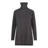 Tirillm Women's Grey Abby A Line Long Turtle Neck Pullover, Charcoal Melange In Grey