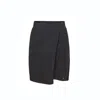 Tirillm Women's Grey Anette Merino Wool Skirt With Wrap Front, Charcoal Melange In Grey