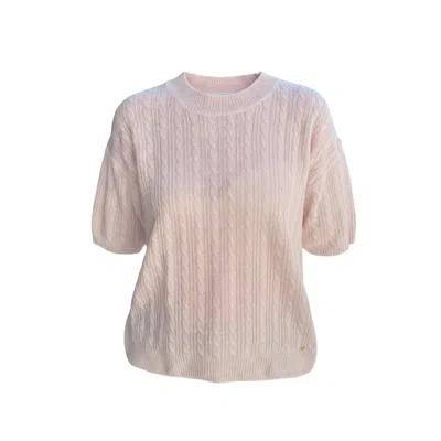 Tirillm Women's Kelly Lace Knitted Cashmere Short Sleeved Pullover, Powder Pink In Multi