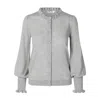 Tirillm Women's "marte" Feminin Cardigan With Ruffles Black - Grey In Grey