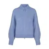 Tirillm Women's Mathea Lace Knitted Mohair Cardigan With Zipper In Front, Light Blue Melange. In Blue
