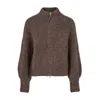 Tirillm Women's Mathea Lace Knitted Mohair Cardigan With Zipper In Front, Light Brown Melange. In Brown