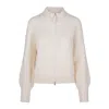 Tirillm Women's Mathea Lace Knitted Mohair Cardigan With Zipper In Front, Off White. In White