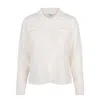 Tirillm Women's Nadine Cardigan With Collar And Pockets, Off White In White