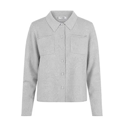 Tirillm Women's Nadine Short Cardigan With Collar And Pockets, Light Grey Melange